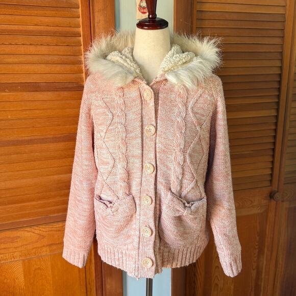 J-Fashion Kawaii Gyaru Liz Lisa x My Melody Pink White Hooded Sweater Jacket L - Picture 1 of 10